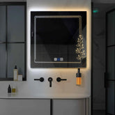 Specchio LED Quadrato | Pulsanti touch | Funzione anti-appannamento | Temperatura di colore regolabile - Reyze Serie Good Vibes Modello 2